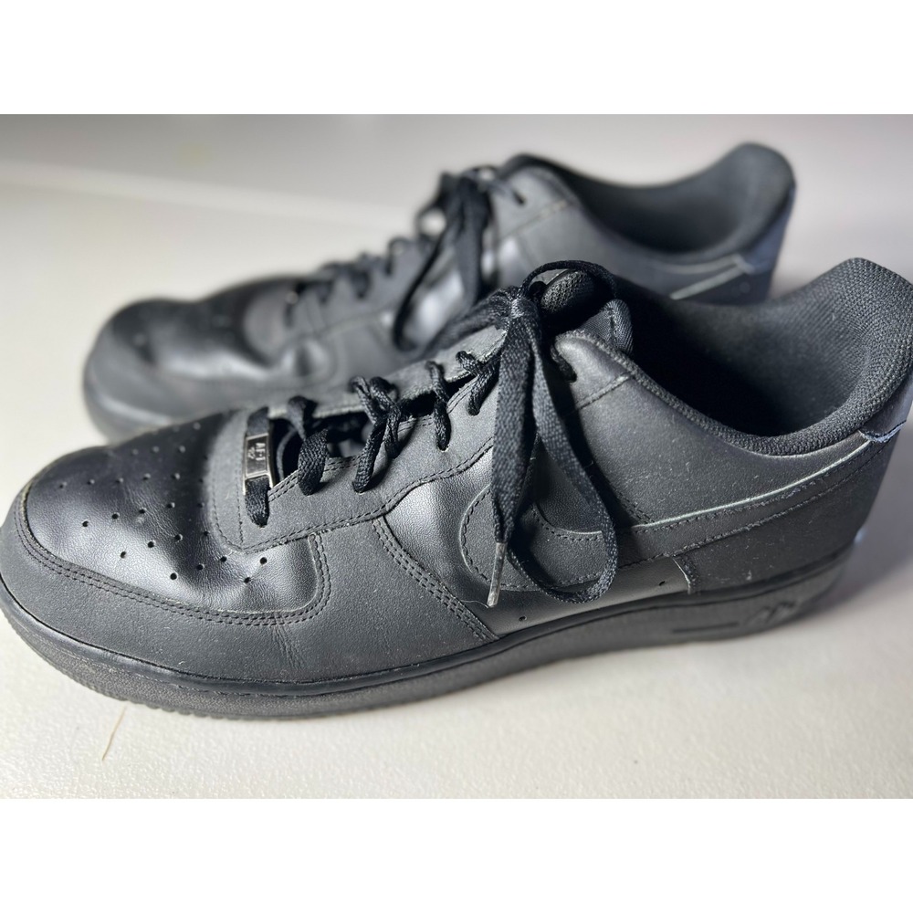 Nike Air Force 1 Low 07 Mens 14 Black Canvas Leather Sneakers 315122-023 2011